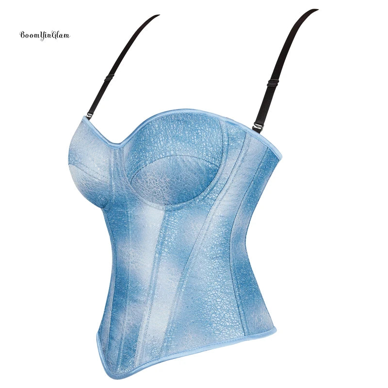 Women's Sexy Sleeveless Adjustable Strap Slim Corset Bustier Tank Crop Tops
