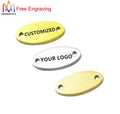 50pcs-custom Your logo or Design-Laser Engraved Clothing Label-5*12mm 6*14mm 12*22mm 15*35mm 1Engravable Oval Connecter Mini Siz
