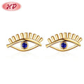 Custom Brass Jewellery Manufacturer 18k Gold Plated Evil Eyes Stud Earrings Ear Artificial Piercing Jewelry Woman