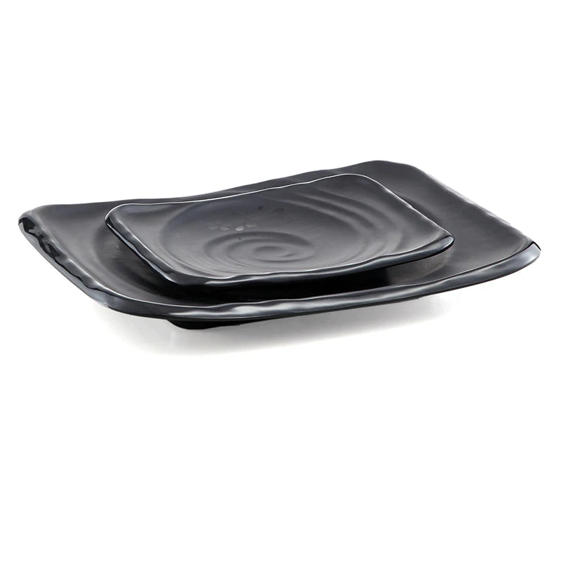 Japanese Restaurant Dinnerware Unbreakable 13 Inch Rectangular Black Matte Melamine Plate