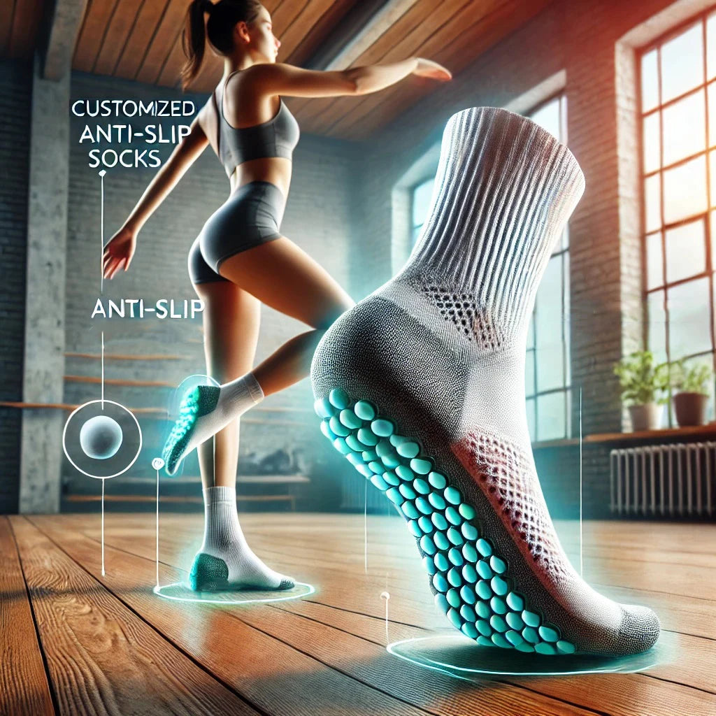 Wholesale Luxury Non Slip Crew Socks Custom Sticky Yoga Ballet Pilates Anti Slip Grip Socks Floor Customized
