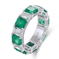 Premium Exquisite 18K White Gold Emerald Cut Lab Grown Emerald Gemstone Ring Trendy Fashion Fine Jewelry for Wedding Anniversary