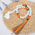 Farmhouse Easter Decorations Wood Bead Garland with Creative Carrot and Tassels Creative Carrot Beads for Decorations
