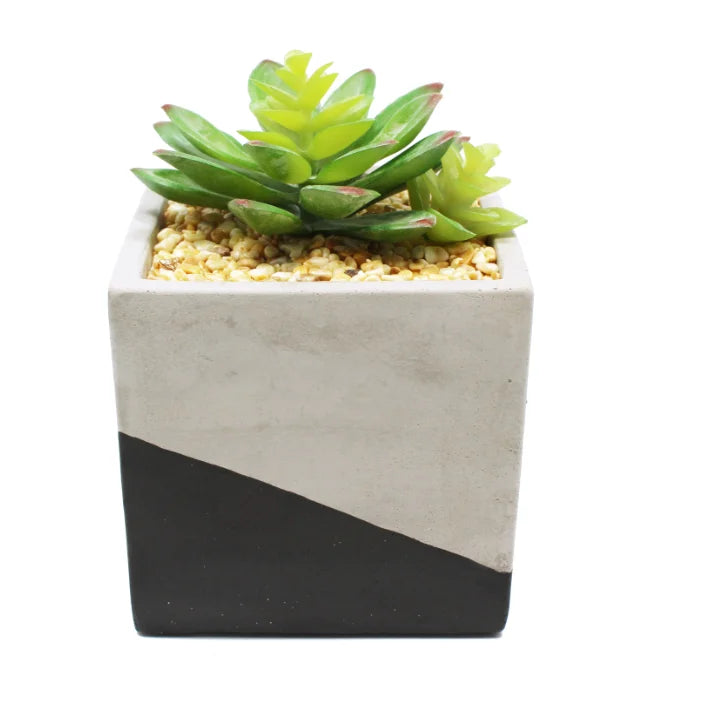 OEM/ODM Eco-friendly Cement Potted Plastic Artificial Grass Succulent Plant Decor