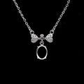 Sterling Silver 7*9mm Semi Mount Necklace Empty Frame Support Blank Setting S925 Base Holder Without Center Stone for DIY Inlay