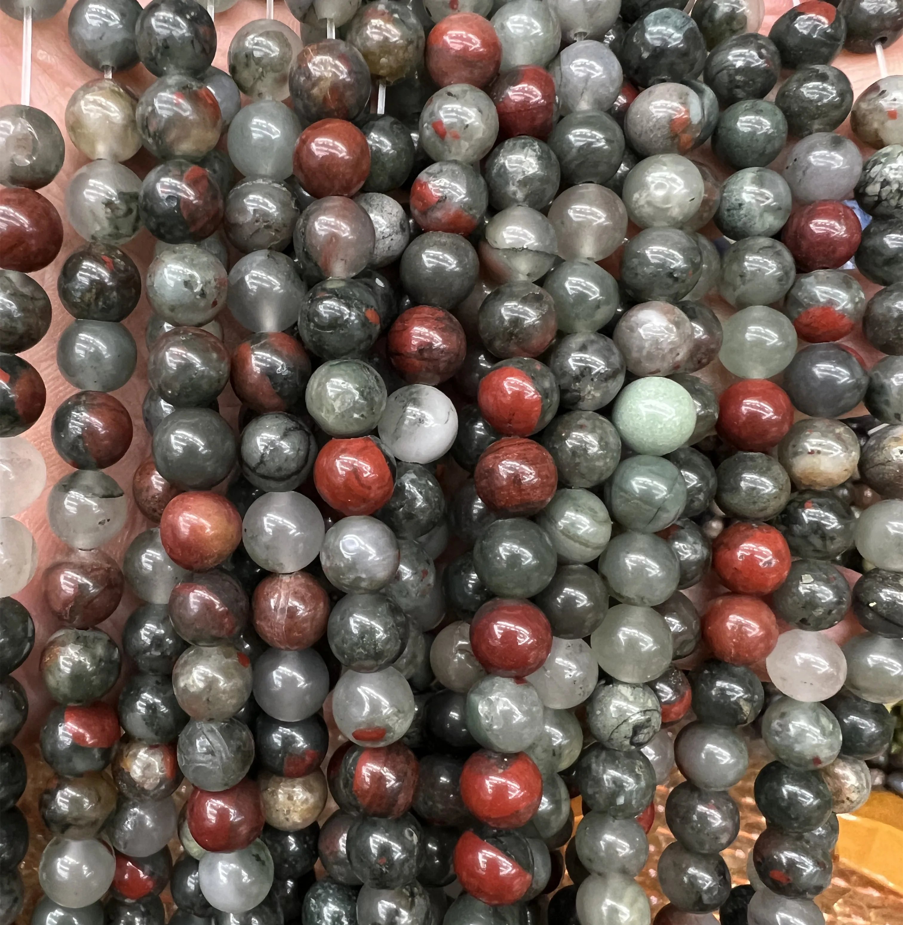 Buy Gemstone Online Loose Beads 4mm 6mm 8mm Crystal Energy Natural Stone Power Africa Bloodstone Bead for Jewelry Making 15"