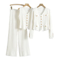 Free Size Korean Version Wide Leg Sweater Vest Pants Three Piece Sweater Set Spring and Autumn New Vest Knitted Cardigan Set