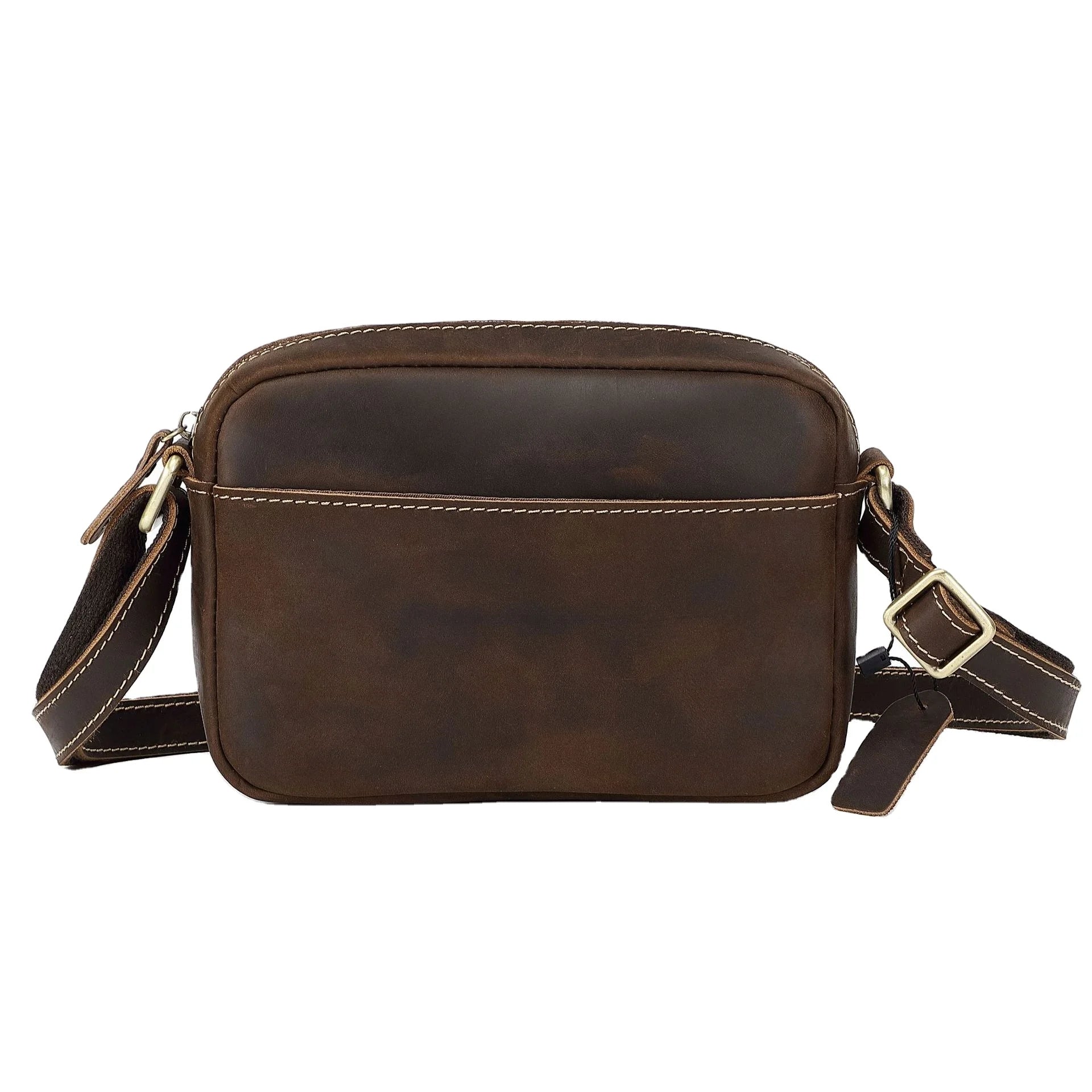 High-End Men's Full Grain Leather  Trendy Vintage Small Bag with  Single Shoulder Fashion Style Crossbody Bag
