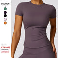 Custom Logo High Quality Spring Summer T-Shirts Quick-Drying Yoga Clothes Fitness Tops Women Running Sports Short Sleeved