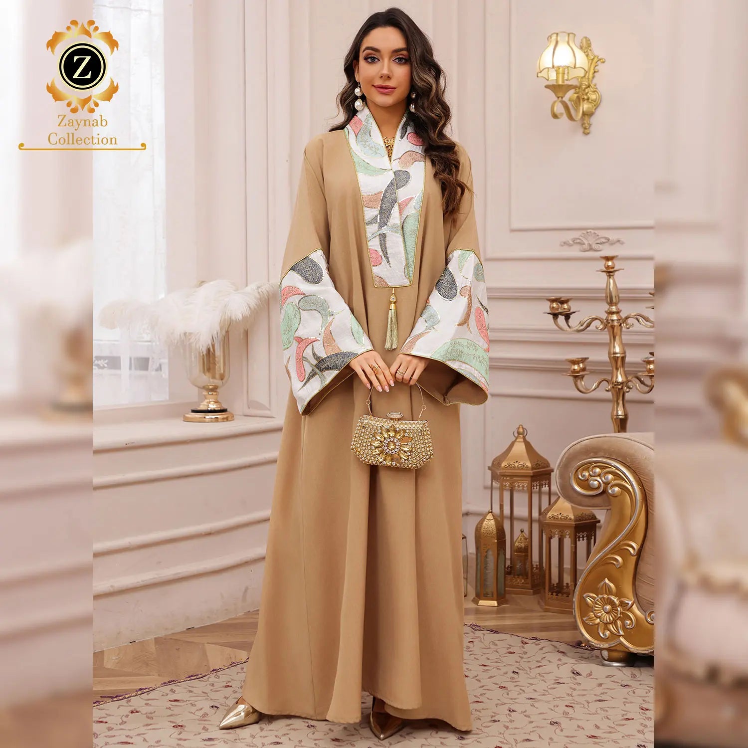 Zaynab Jalabiya Korean Nida Fabric Manufacturers Factories Eid New Abaya Embroidery Abaya Women Muslim Dress