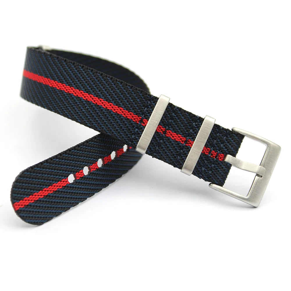 Premium Durable Breathable Nylon Watch Strap 1.2mm 3 Ring Single Pass Pin Buckle for Smartwatch 18/20/22mm