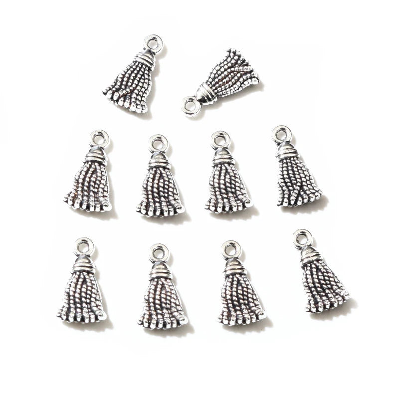 50pcs 13x7.5mm Antique Silver Plated Alloy Tassel Charms Pendant DIY Jewelry Making Accessories Findings Necklace Bracelet