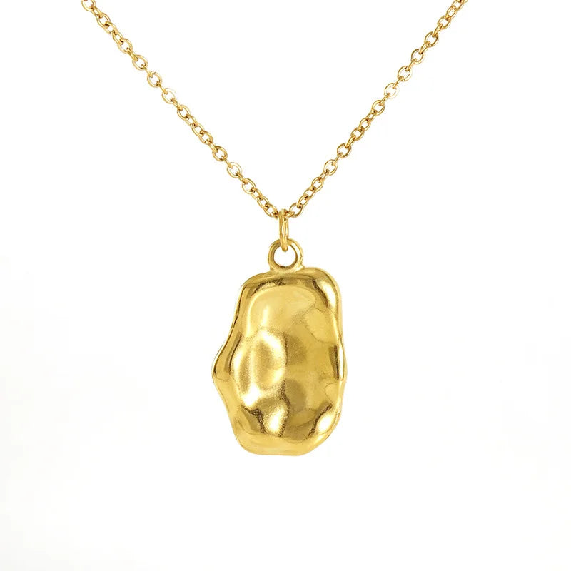 2023 New Arrivals Necklace O Chain Irregular Pendant Necklace 18K PVD Gold Plated Stainless Steel Necklace for Men Women