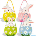 Wholesale Creative Bunny Candy Fabric Shopping Basket Easter Printed Egg Storage Basket Bag Funny Rabbit Decor for Kids