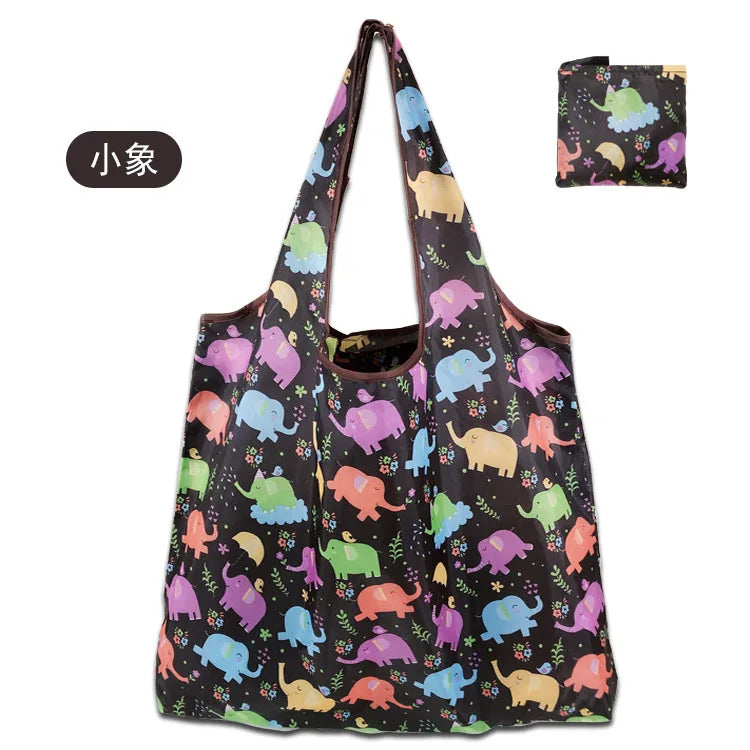 Factory Wholesale Little Elephant Reusable Eco Friendly Waterproof Foldable Polyester Grocery Shopping Tote Bag
