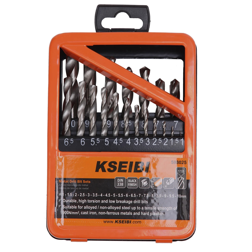 KSEIBI Metal Drill Bits Set 25-PC HSS-R Iron Box