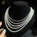 Tennis Chain Moissanite VVS Moissanite 2mm 3mm 4mm Lab Grown Diamond Hip Hop Tennis Chain 925 Sterling Silver Bracelet