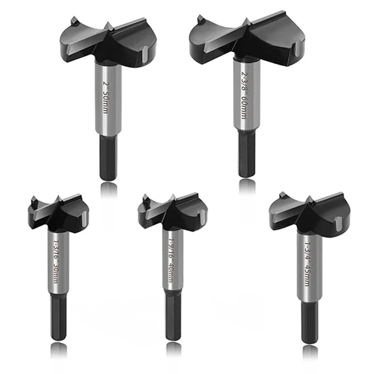 DZ 5pcs Large Size 1-3/16Inch to 2-3/8Inch Carbide Tipped Forstner Drill Bit for Wood