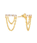 QX Custom OEM Women Zircon Gemstone Fine Jewelry Luxury 925 Sterling Silver 18K Gold Plated Drop Chian Studs Earrings