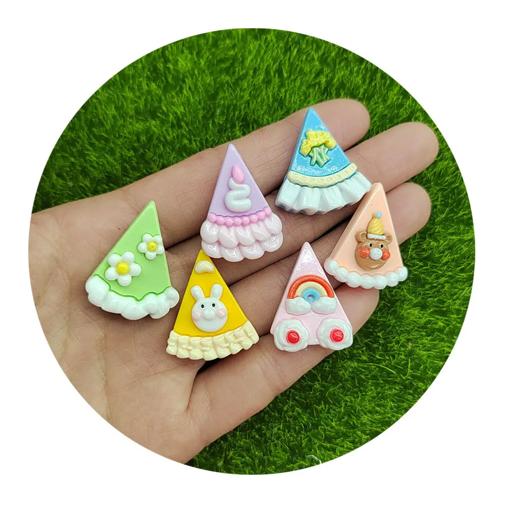 Resin Cartoon Triangle Cake Kawaii Food Cabochon DIY Mini Art Ornament Hairpin Jewelry Craft  Phone Case Patch Material