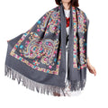 Wholesale Retro Embroidered Pashmina Scarf Soft Cashew Cashmere Feel Long Winter Floral Design Warm Women's Floral Flower Scarf