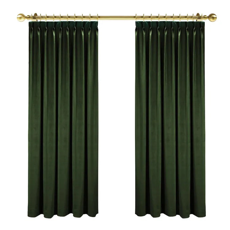 Professional New Arrival Velvet Oliver Green Living Room Hotel Blackout Motorized Insulated 100% Polyester Curtain