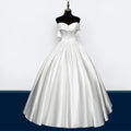 2022 New Women's Satin White Wedding Dress Boho Style Civil Simple Bridal Gown with Crystal Decoration for Party
