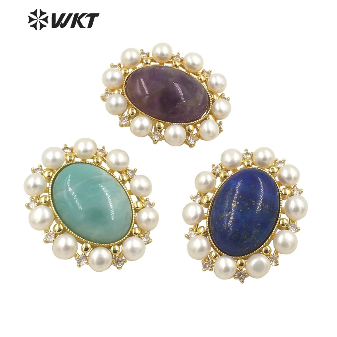 WT-MP250 Beautiful Light Luxury Niche Design Gemstone Pendant Charming Fashion Pearl Zircon Pendant Natural Gemstone Pendant