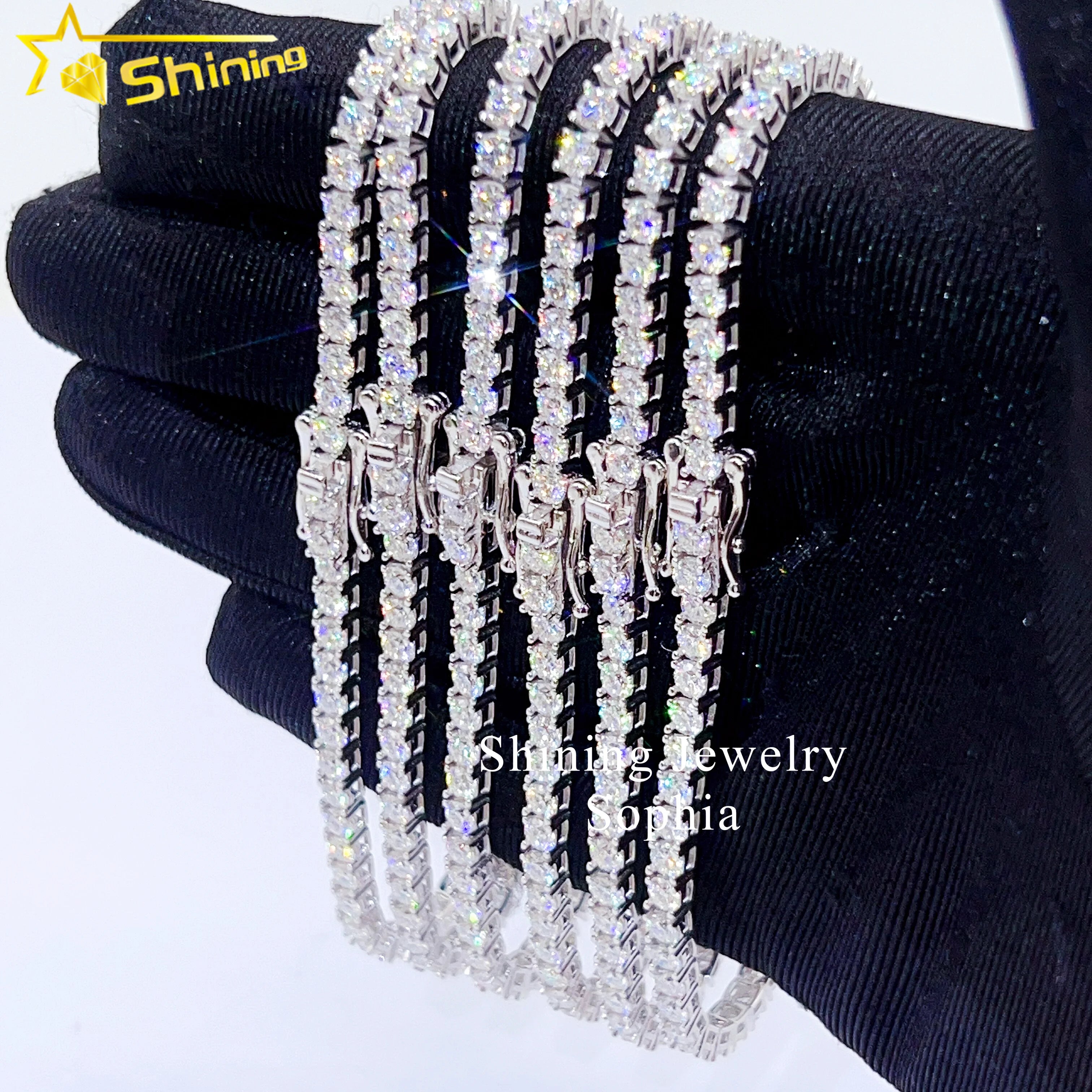 Cheapest Price GRA Pass Diamond Tester S925 Sterling Silver Prong Set d Color Vvs Moissanite Diamond Tennis Bracelet