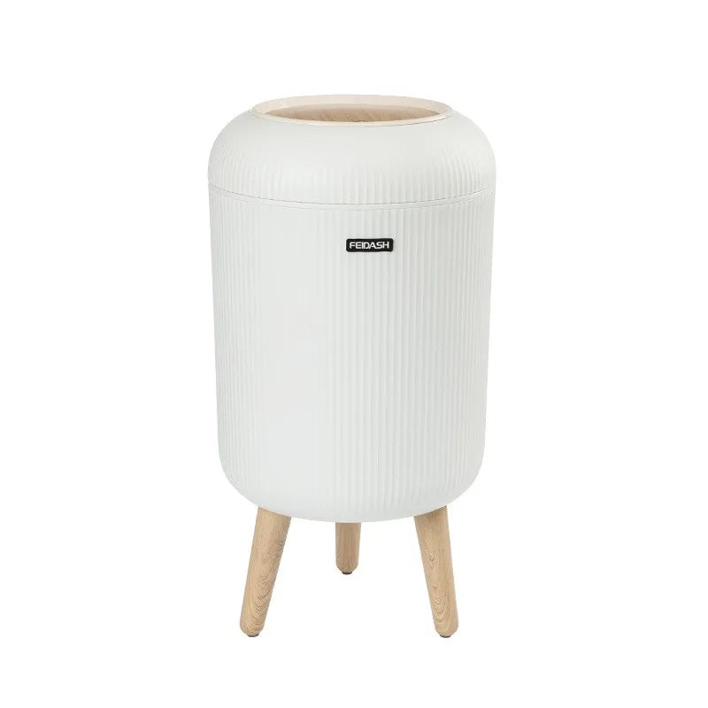 Tall Striped Trash Can Light Luxury Large Capacity Press Flick Lid Trash Can for Living Room Kitchen Bathroom Bedroom