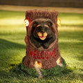 Hot Sale Cute Bear Welcome Resin Statue with Stump Base & LED Ladybug Lights Garden Decor for Yard Pathway Animal Sculpture
