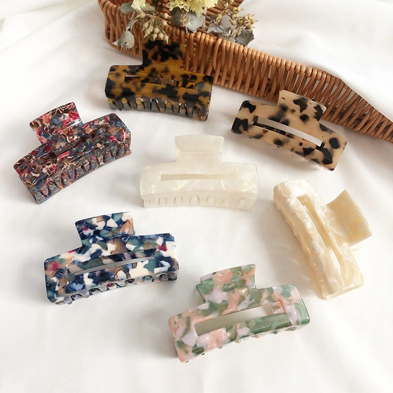 BSCI Audited Factory Wholesale Custom Logo Large Cellulose Hair Claw Accessory Elegant Acetate Hair Claw Clip for Women Girls