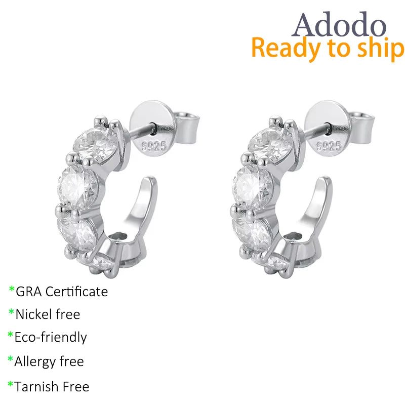 Hot Sale Beautiful Bulk Fancy 925 Sterling Silver Rhodium Plated Micro Insert 3MM/4MM VVS GRA Moissanite Bling Party Earring