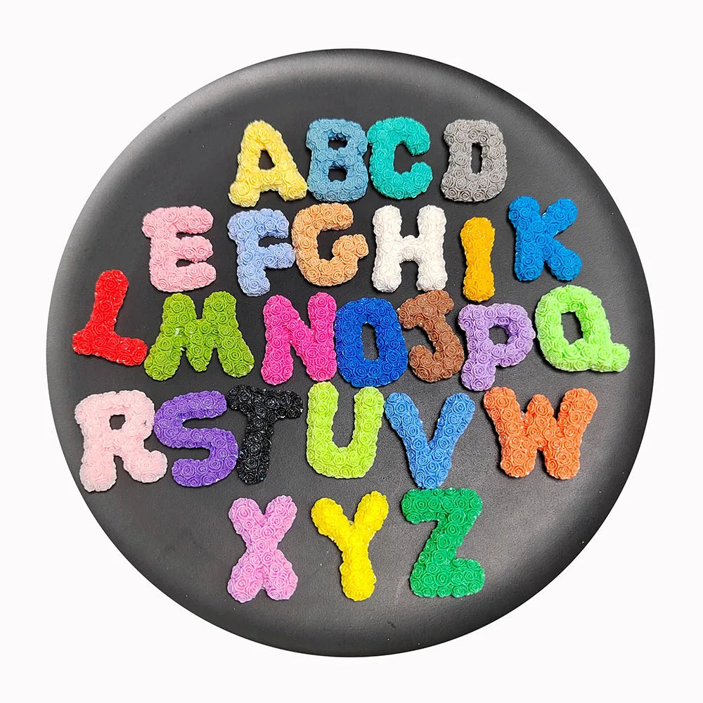 Resin Rose Letter Charms A-Z Alphabet Letter Cabochon Fit Hair Bow Hair Rope Diy Scrapbook Cell Phone Case Decorations