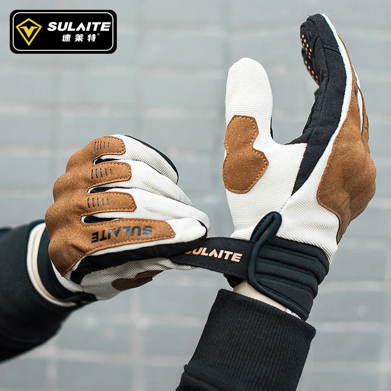 SULAITE Reflection Motorcycle Racing Gloves Anti-fall Breathable Black Racing Gloves With Touchscreen