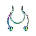 False Nose Ring for Women Men Girls Teens Stainless Steel Hoops Titanium Steel Non-Perforated Jewelry Gold Plating Cute Style