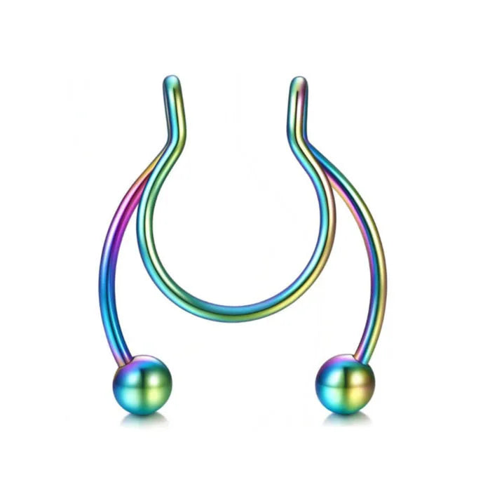 False Nose Ring for Women Men Girls Teens Stainless Steel Hoops Titanium Steel Non-Perforated Jewelry Gold Plating Cute Style
