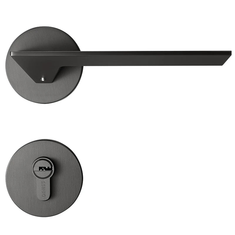 Modern Mute Grey Wooden Door Lock Handle High Standard Zinc Alloy for Interior Bedroom for Hotels Villas Apartments