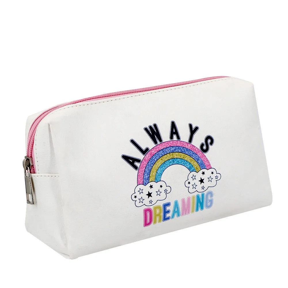 Customizable PU Leather Fashion Zipper Cosmetic & Makeup Pencil Bag for Girls