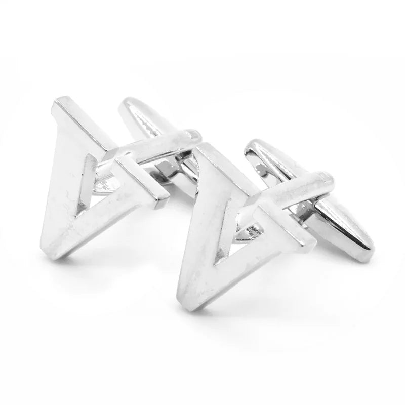 Wholesale Silvery Letter V Cufflinks Custom Mens Formal Business Suit Shirt Accessory for Wedding Tuxedo Jewelry Cuff Links