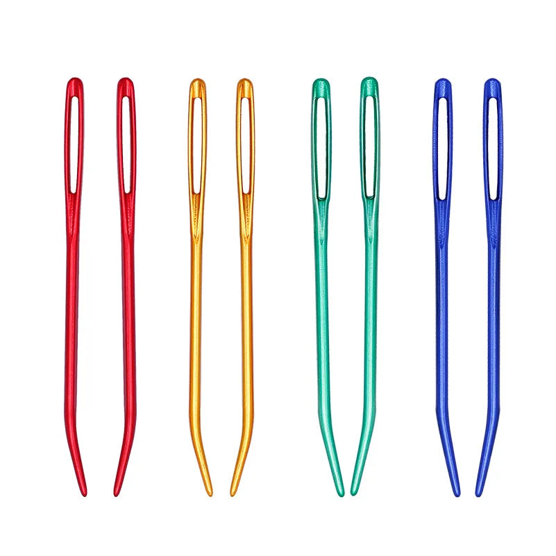 2 Pcs Large-eye Aluminium Yean Needle Steel Bent Tapestry Needle Hand Sewing Needles