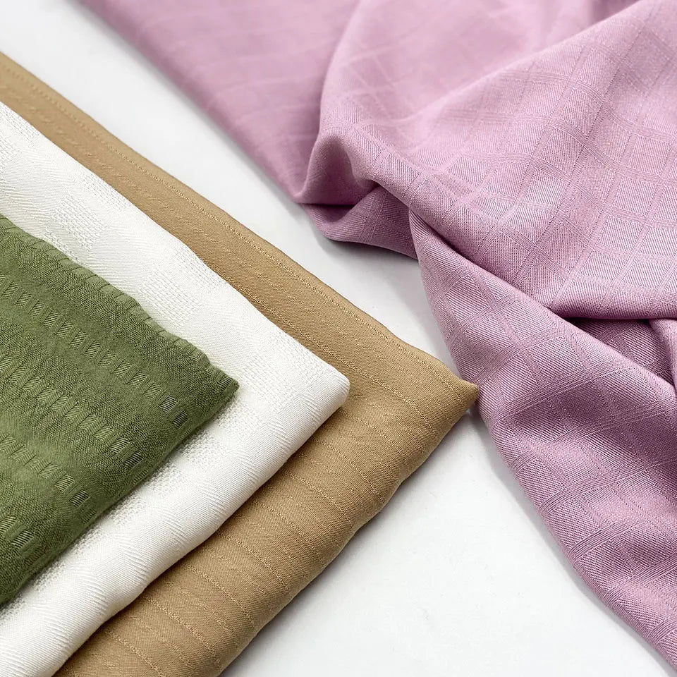 Woven Manufacturers Pure Color Dyed Silkily 32s Deadstock Cupro Jacquard Dobby 100 Viscose Rayon Fabric