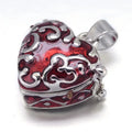 PandaHall 10 Pcs Wish Box Dark Red Enamel Heart Rack Plating Platinum Brass Prayer Box Pendants