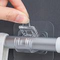 2pcs Nail-Free Curtain Rod Holder Clamp Hooks Rod Bracket Holders Adhesive Wall Curtain Fixed Clip Hanging Rack Hook