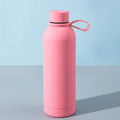 Dark pink Ready to Ship Soft Touch 500 ml Sport Water Bottle Insulated Cup Stainless Steel Vacuum Flask with Rubber Handle