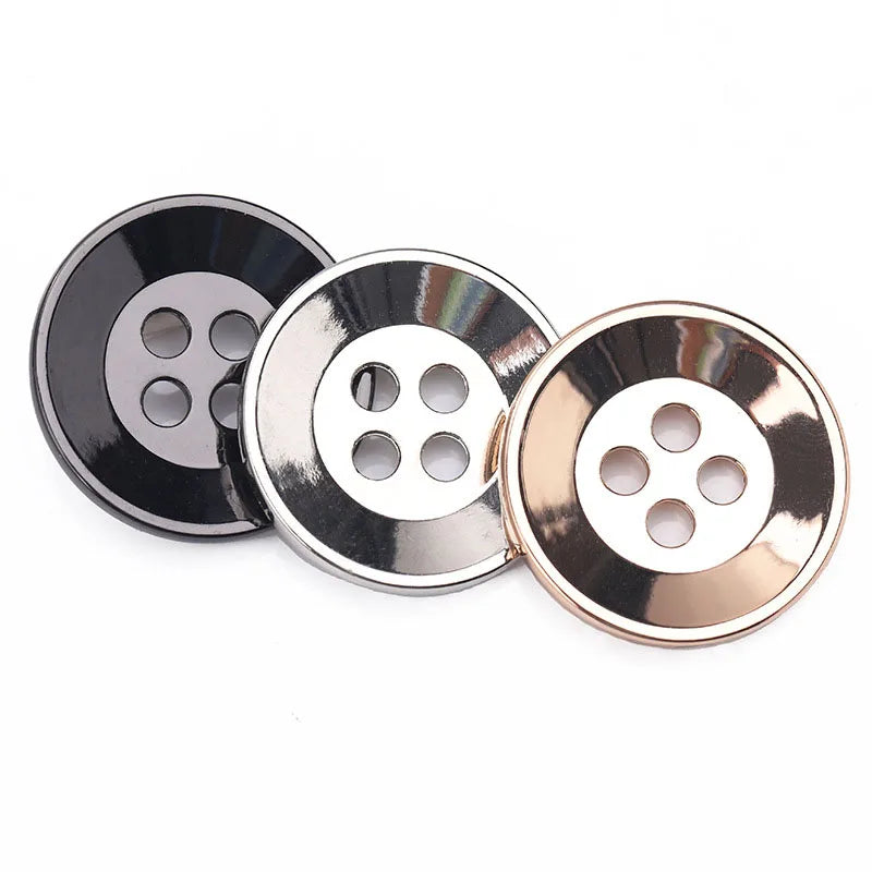 Round Concave Surface Four Eyes 20mm 25mm Alloy Metal Button Black Shirt Suit Trousers Decorative Accessories Garment Buttons