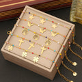 Wholesale Fashion 2023 Stainless Steel Colorful Beaded Link Chain Star Butterfly Heart Charm Cross Pendant Bracelets for Women