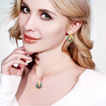 Non-fading Color Dripping Oil Round Pendant Necklace Clavicle Chain Stainless Steel Short Chain Female
