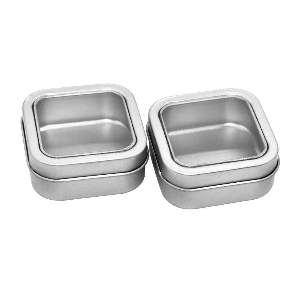 PVC Window Square Packaging Candy Food Storage Metal Tin Box