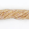 Wholesale Natural Plated AB Micro Faceted Round Gold Rutilated Quartz Beads for DIY Jewelry Making 3 4 Mm Length 38cm 15"
